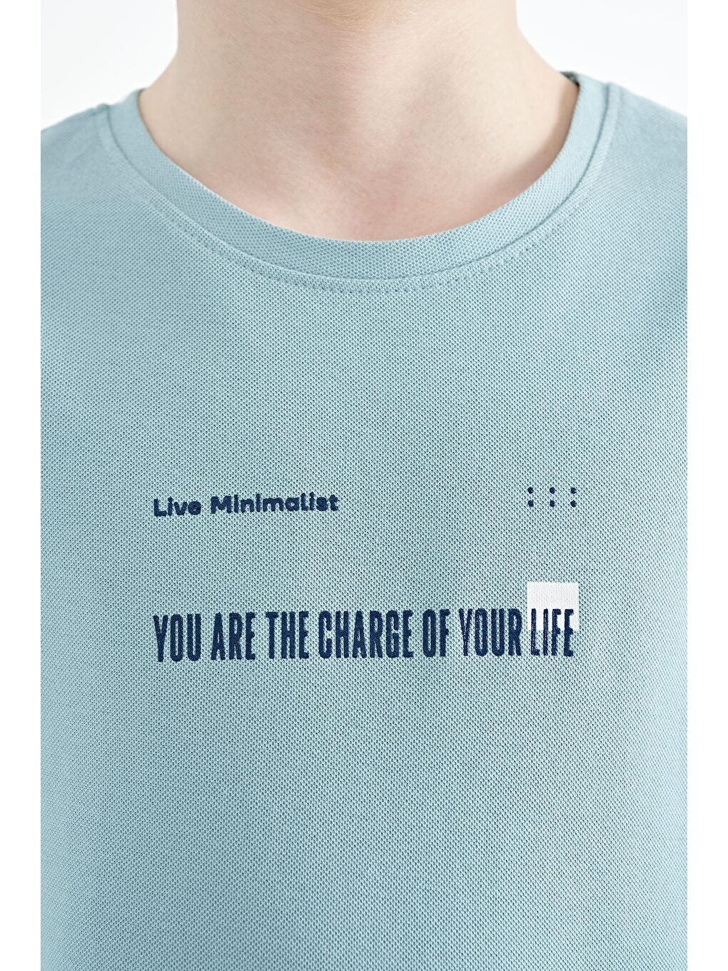 TOMMYLIFE Açık Mavi Baskı Detaylı O Yaka Standart Kalıp Erkek  Çocuk T-Shirt - 11117 - 4