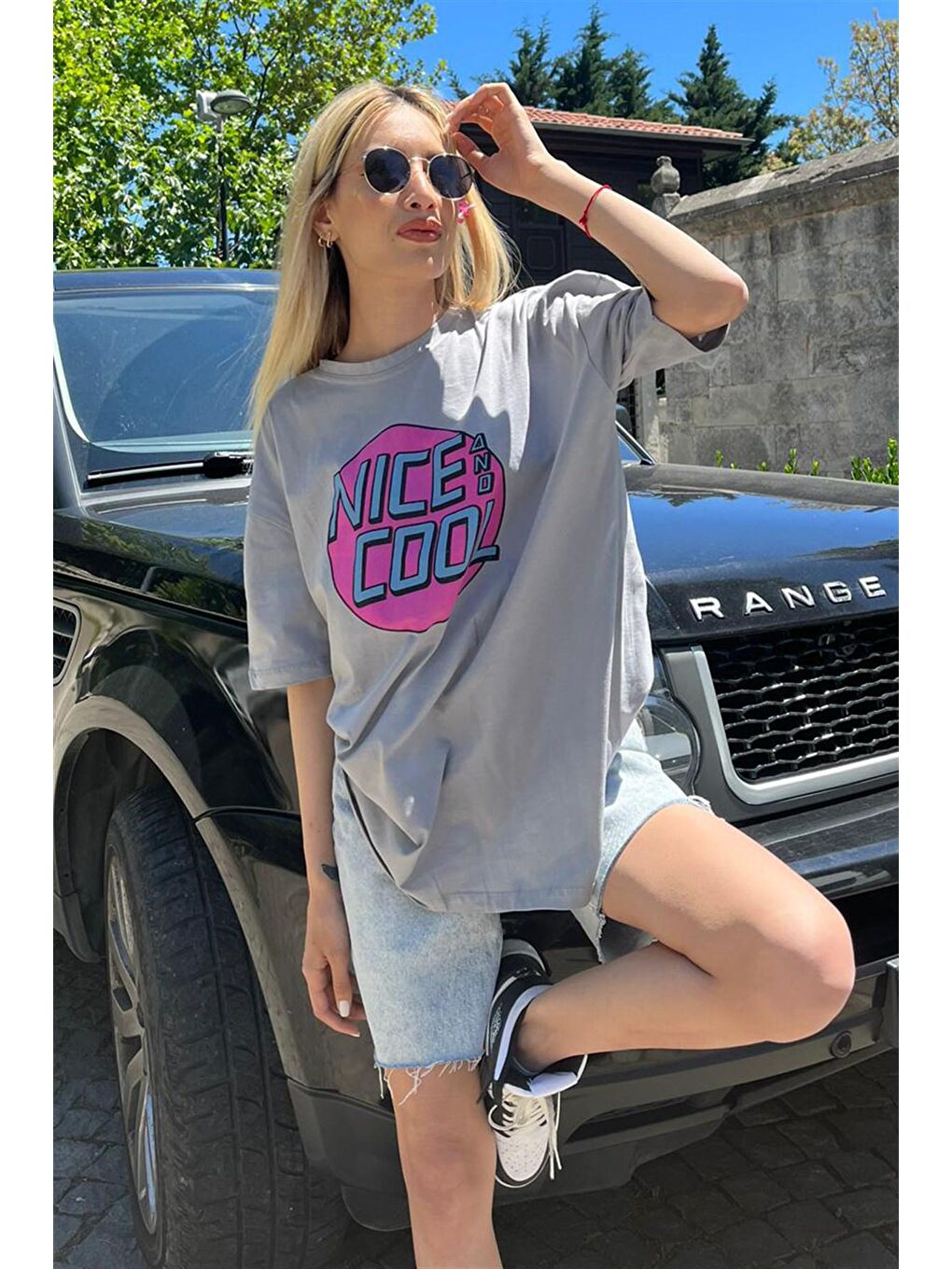 Gri Baskılı Tişört Mg1149