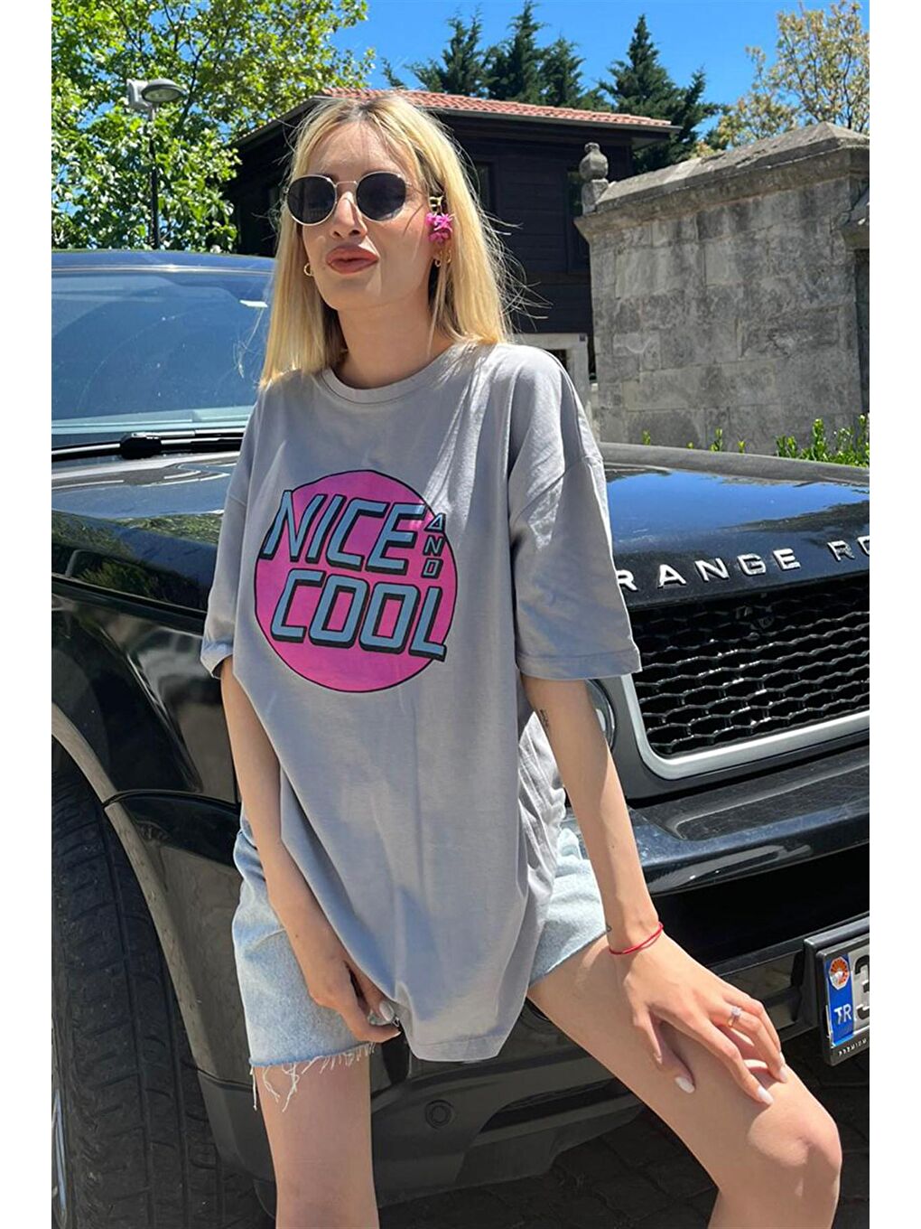 Gri Baskılı Tişört Mg1149-1