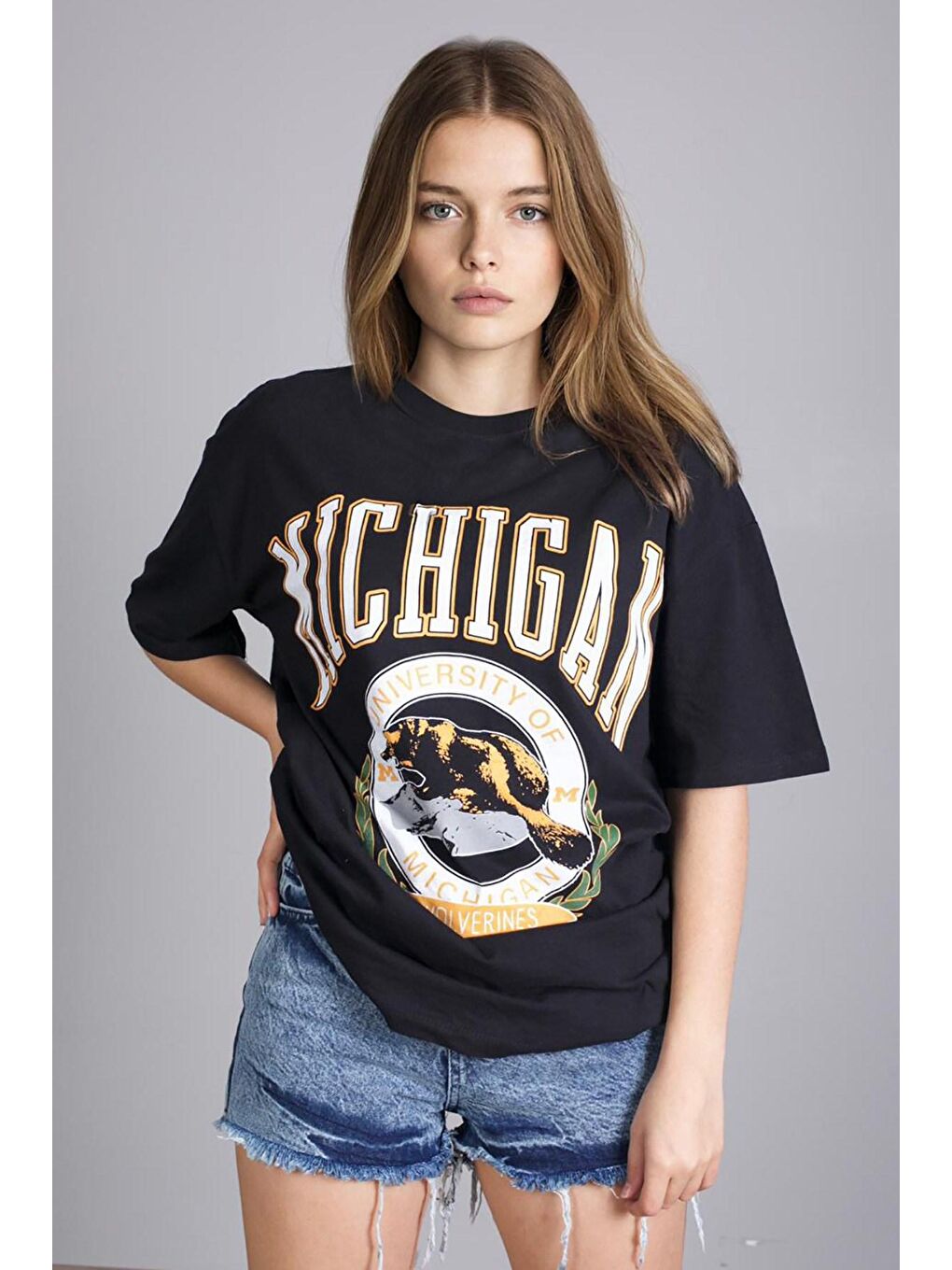 Siyah Baskılı Tişört Mg1127