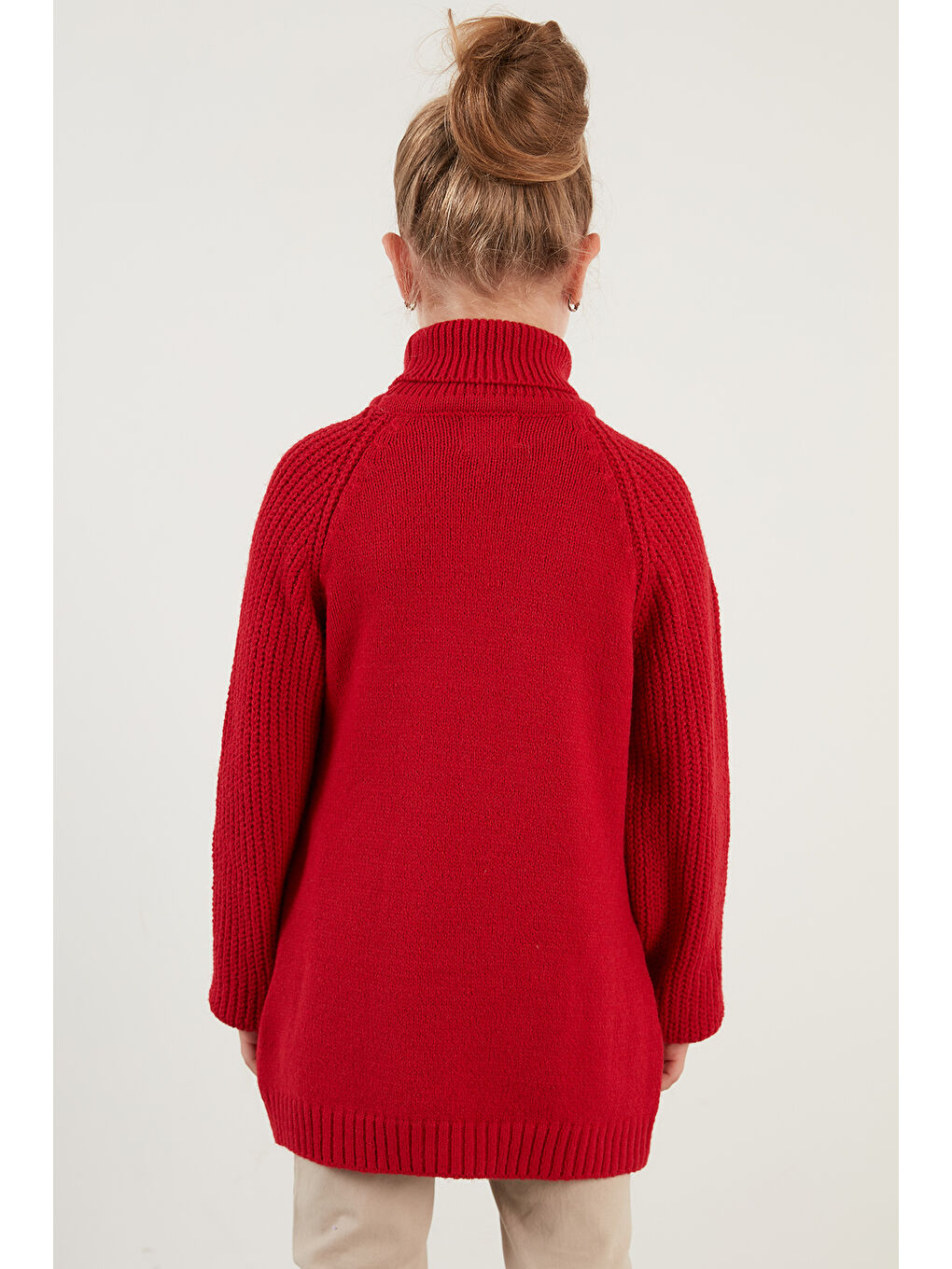 Kırmızı Yılbaşı Temalı Balıkçı Yaka Uzun Kazak 633809-5