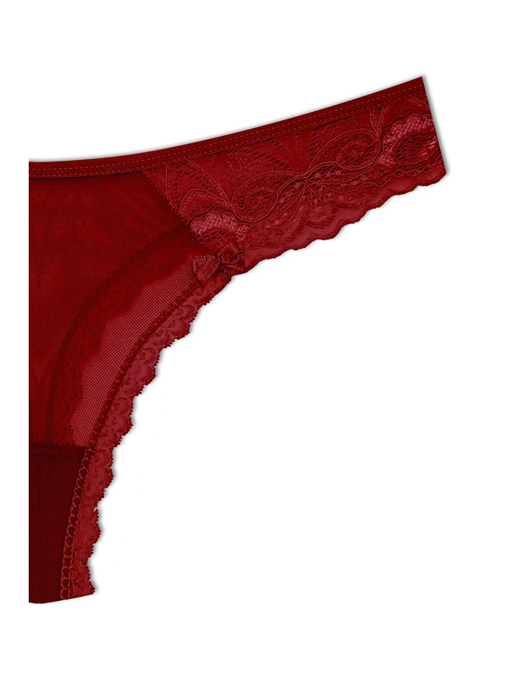 Bordo Tül Dantel Tanga Kadın Külot-2