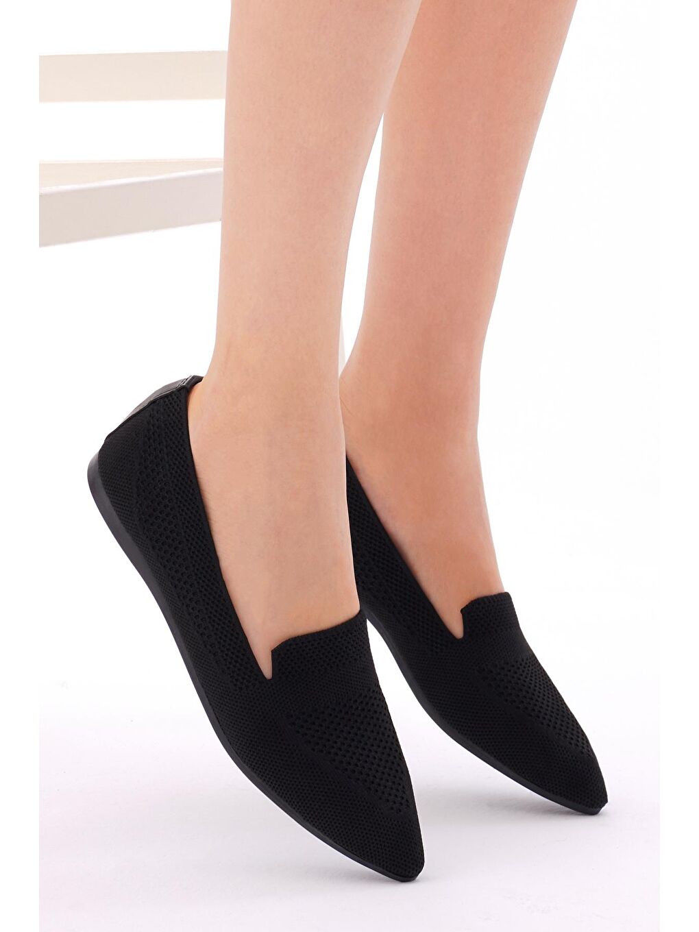 Kadın Siyah Rahat Kalıp Düz Örgü Babet-2