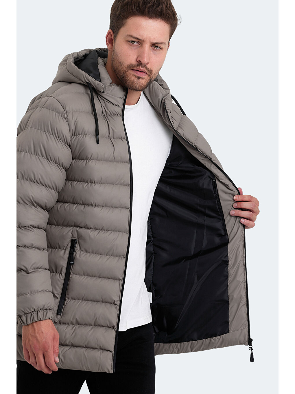 Bej HAIDEE Erkek Şişme Mont   Kaban Taş Gri-5