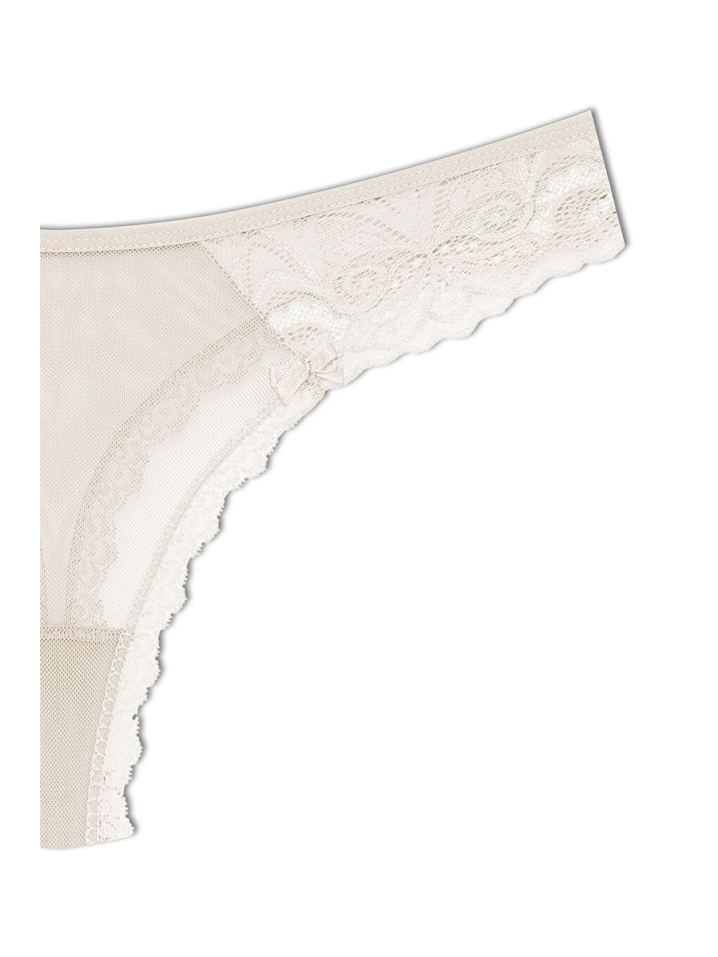 Ekru Tül Dantel Tanga Kadın Külot-2