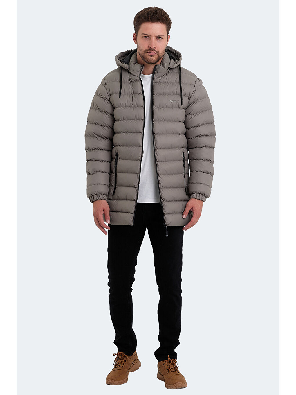 Bej HAIDEE Erkek Şişme Mont   Kaban Taş Gri-6