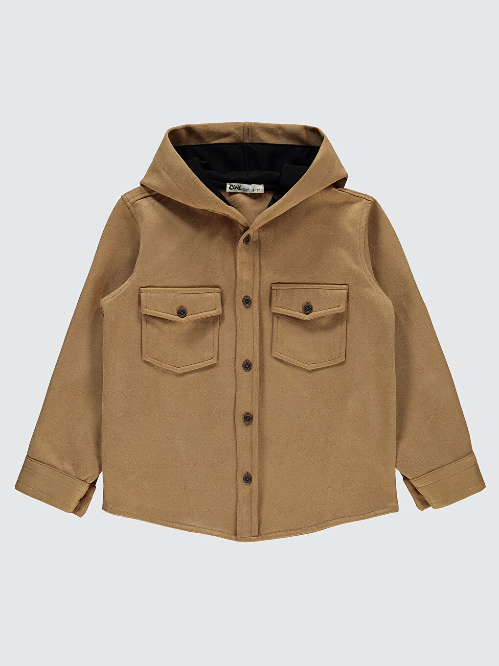 Bej Kız Çocuk Gömlek Ceket 10-13 Yaş Taş Rengi