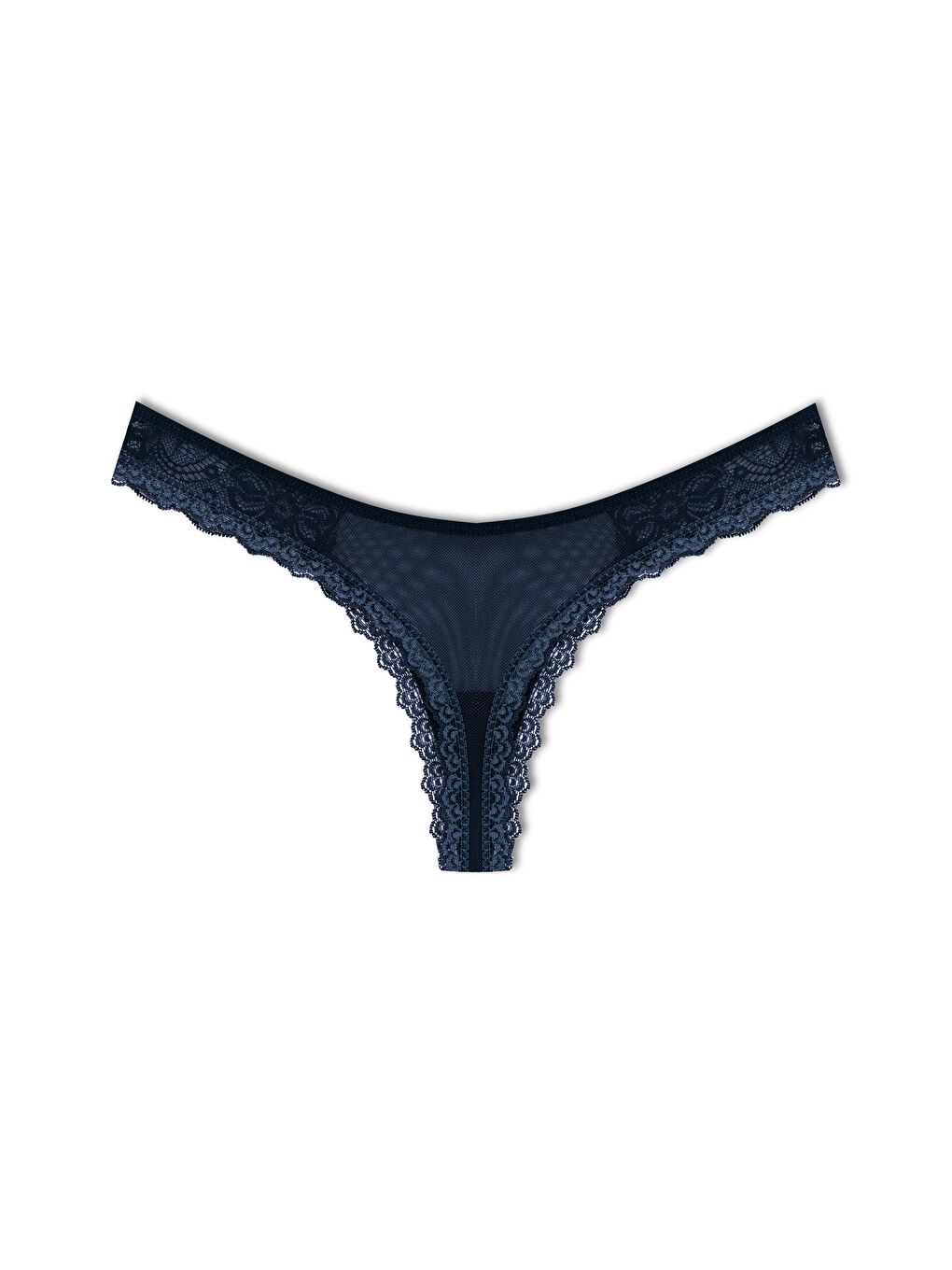 Lacivert Tül Dantel Tanga Kadın Külot-1