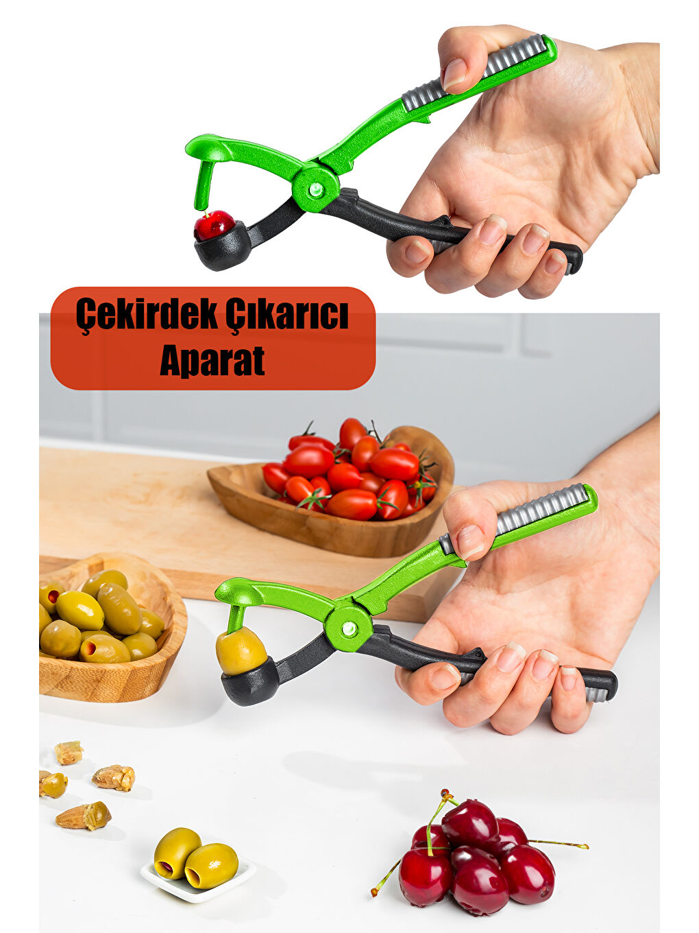 Siyah 2032 Döküm Vişne, Kiraz Çekirdek Çıkartacağı Metal Çekirdek Çıkarıcı Zeytin Çekirdek Çıkartıcı