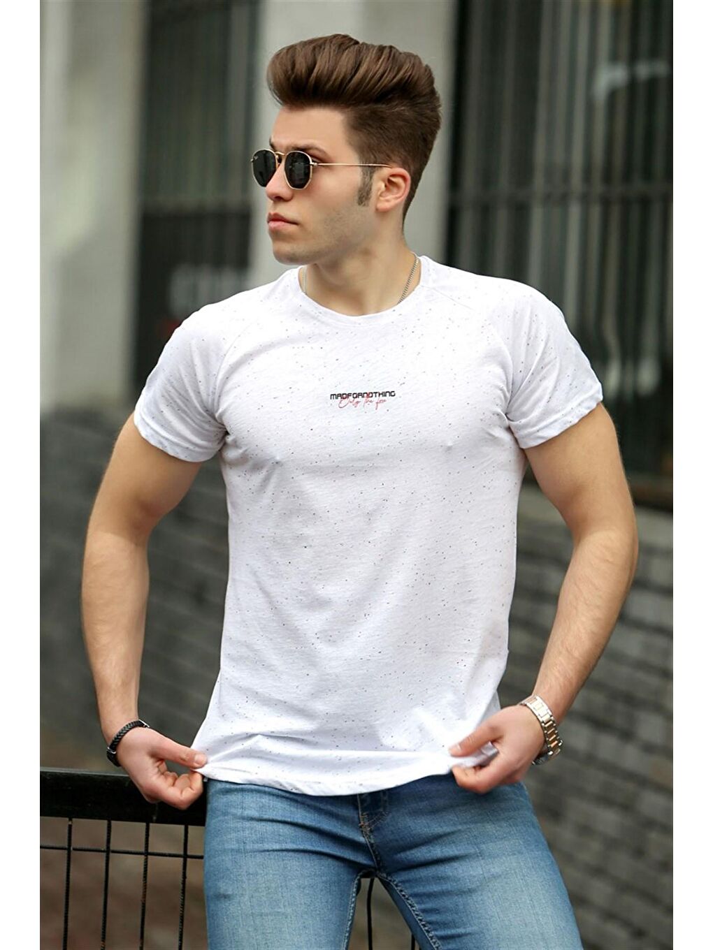 Basic Beyaz Erkek %100 Pamuk Tişört 4516