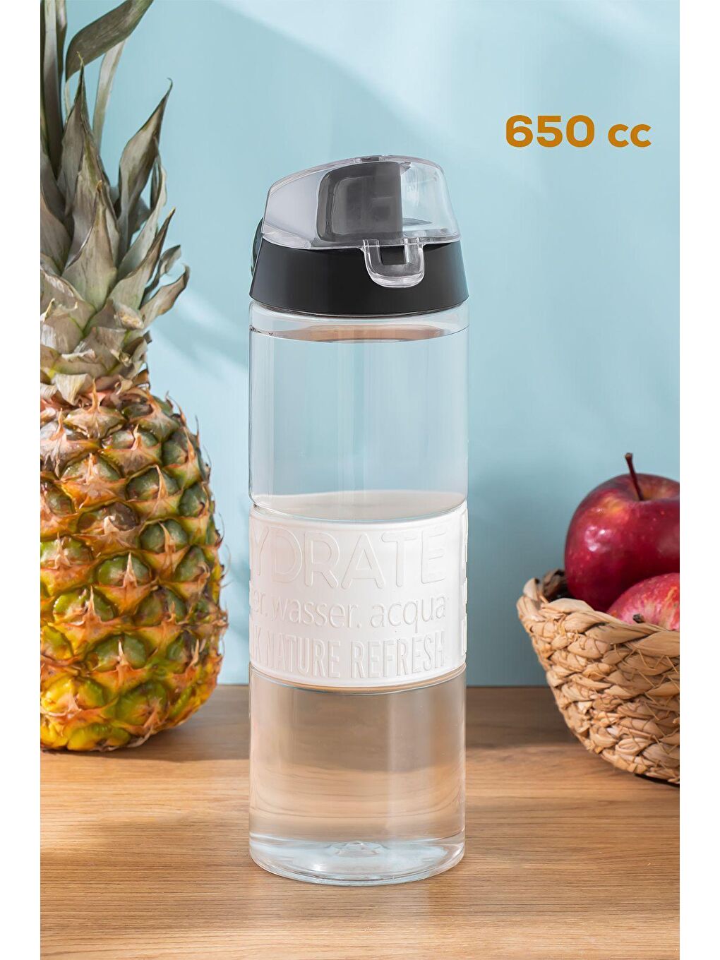 161553 Su Şişesi Matara Suluk-Sporcu Matarası -650 cc -Beyaz-1