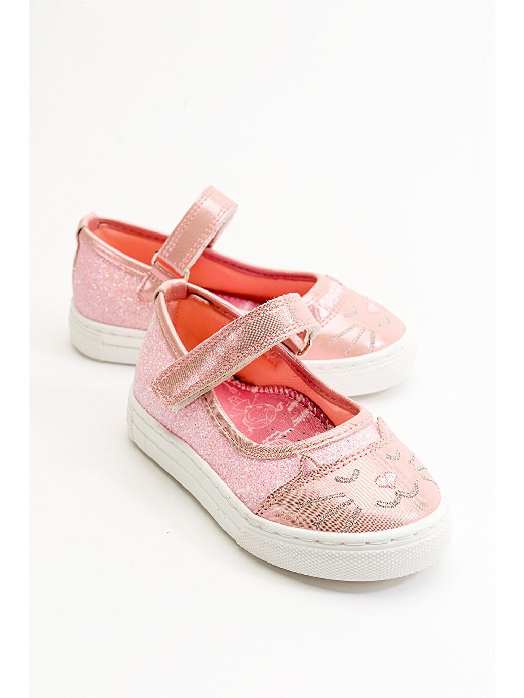 Pembe Kız Çocuk Pudra Kedili Günlük Babet