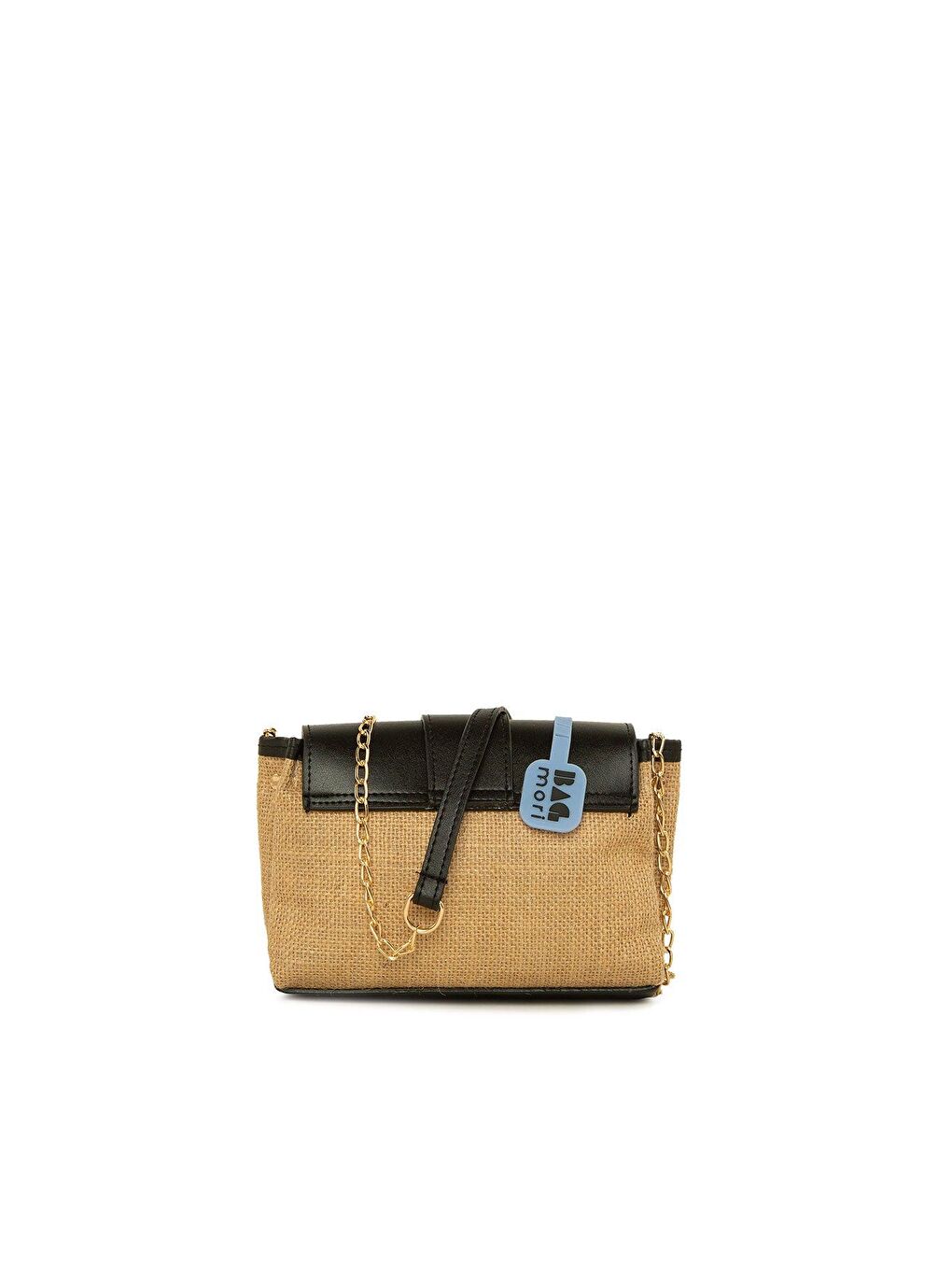 Siyah Kapaklı Ahşap Aksesuarlı Hasır Çanta-2