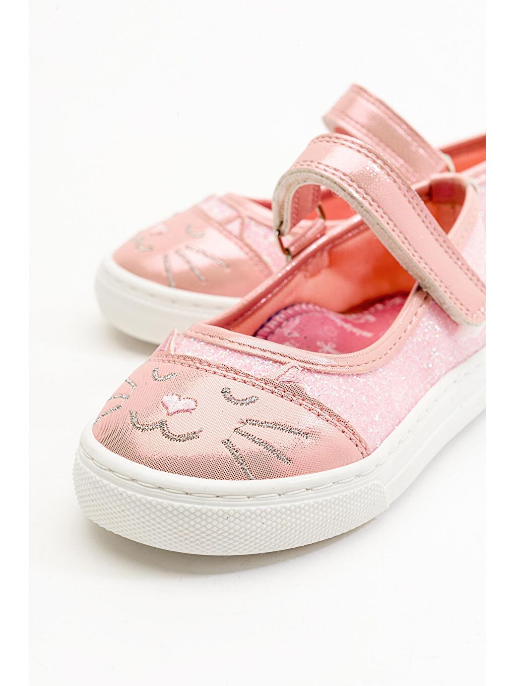 Pembe Kız Çocuk Pudra Kedili Günlük Babet-1