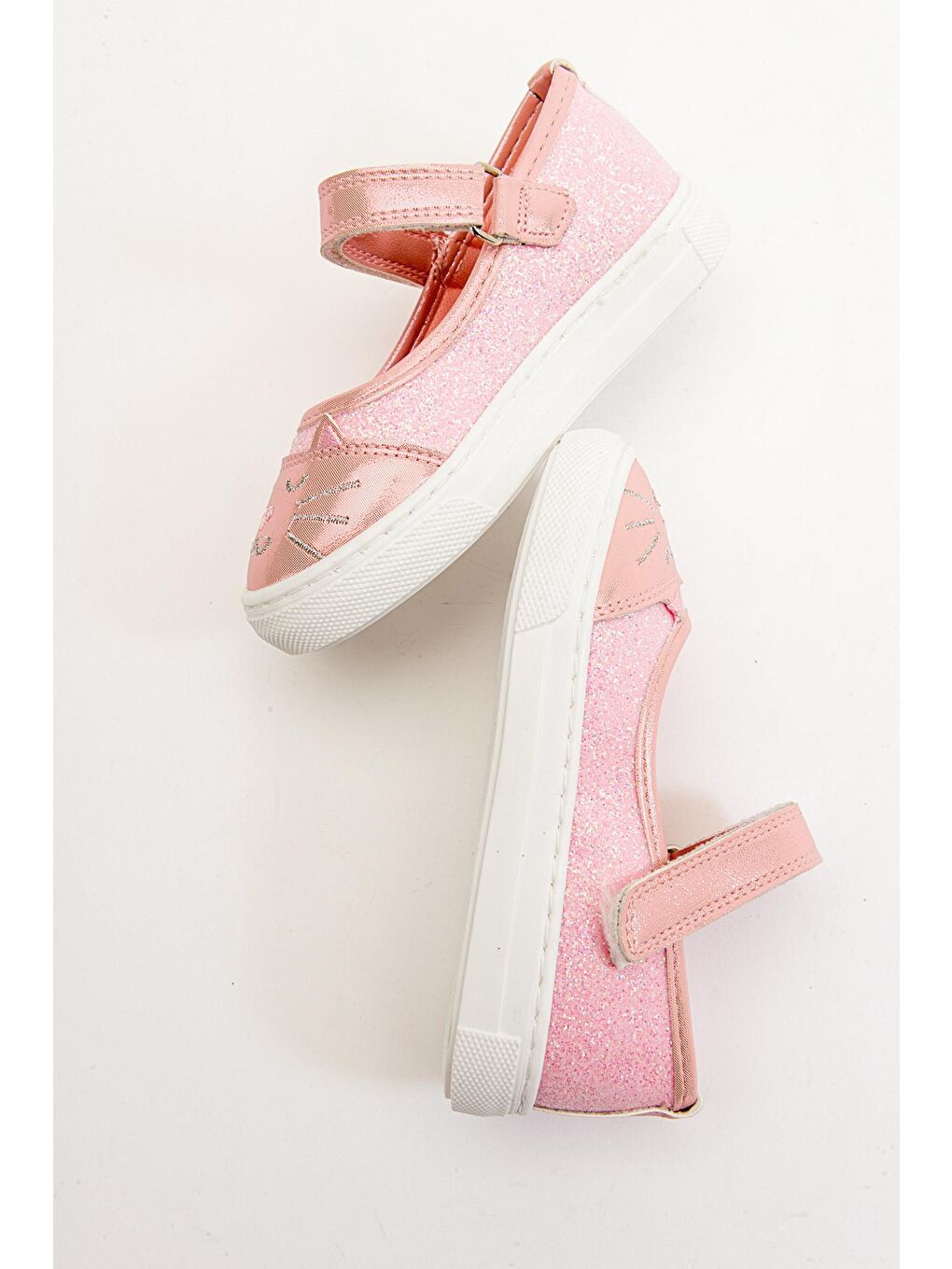 Pembe Kız Çocuk Pudra Kedili Günlük Babet-2