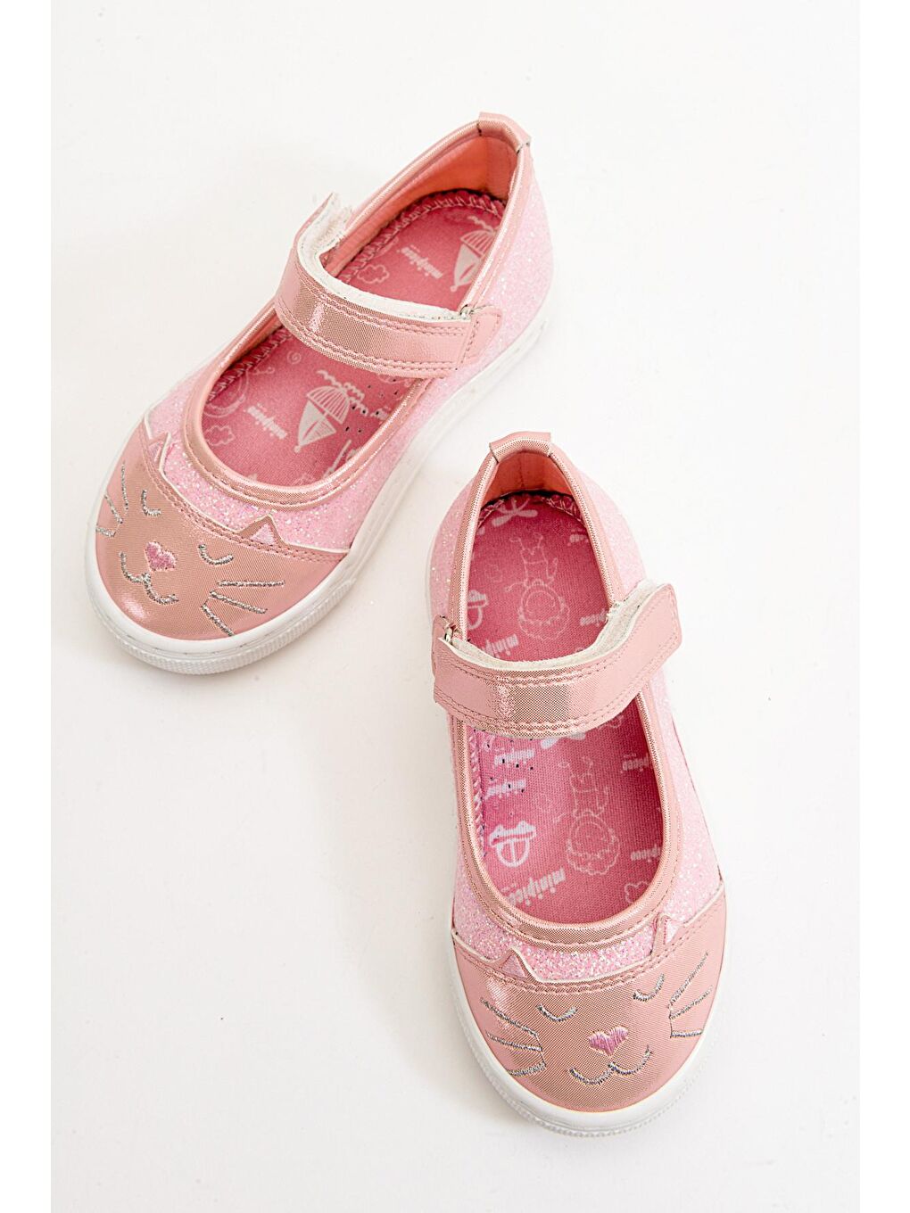 Pembe Kız Çocuk Pudra Kedili Günlük Babet-3