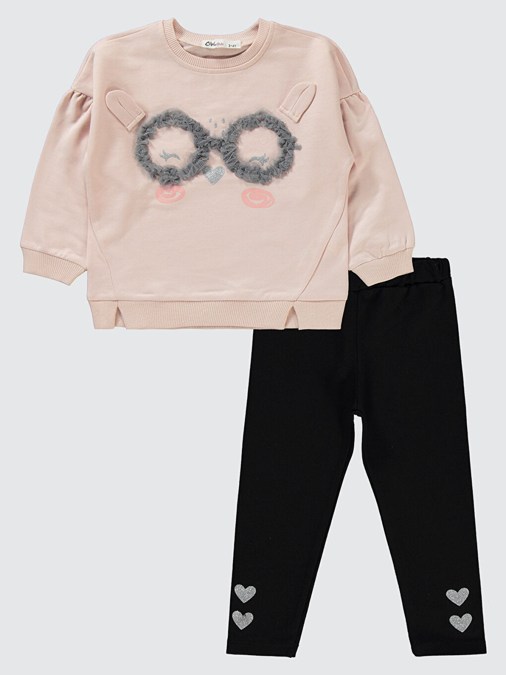 Pembe Girls Kız Çocuk Takım 2-5 Yaş Pudra