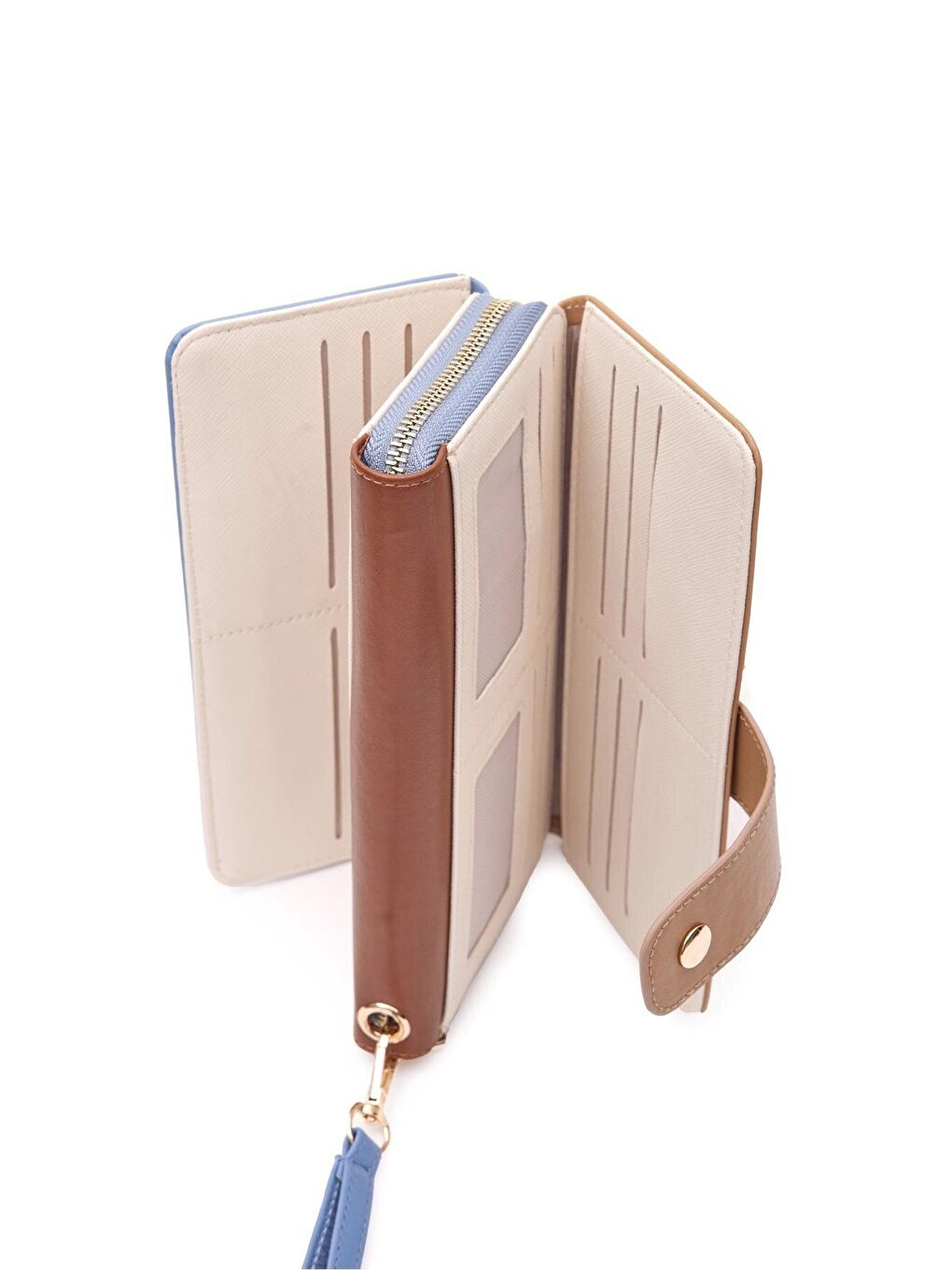 Mavi Büyük Boy Renkli Kadın Cüzdan Ve El Çantası-4