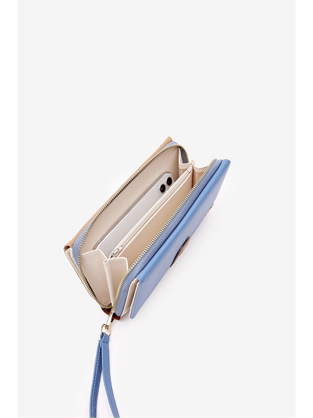 Mavi Büyük Boy Renkli Kadın Cüzdan Ve El Çantası-5