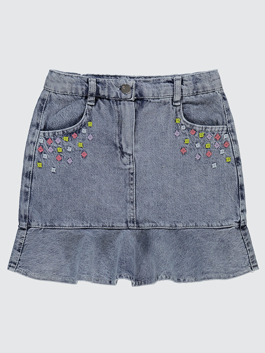 Kız Çocuk Jean  Etek 6-9 Yaş Buz Mavi