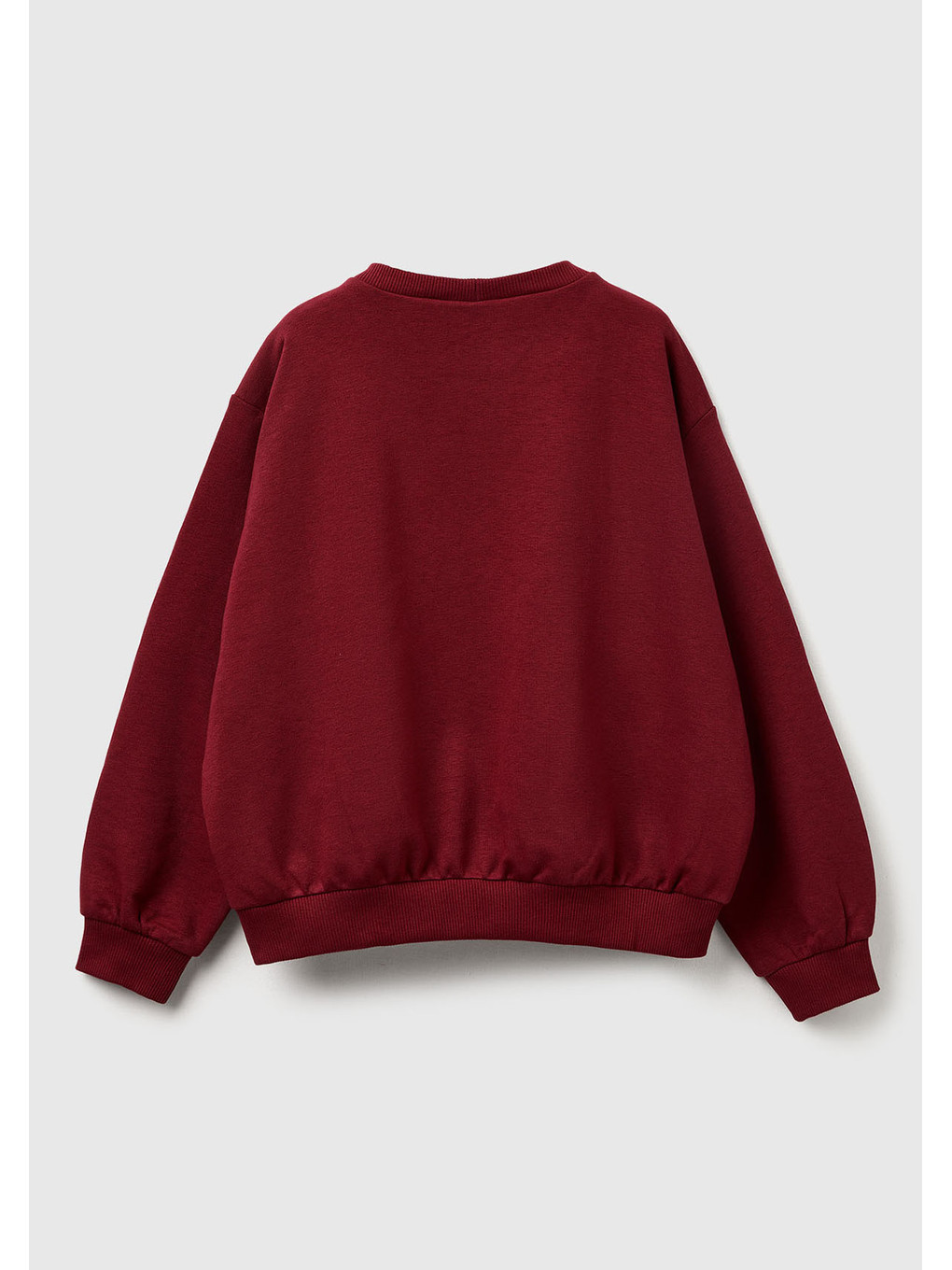 Kız Çocuk Bordo Önü Baskılı Logo İşlemeli Relaxed Fit Kısa Sweatshirt-1