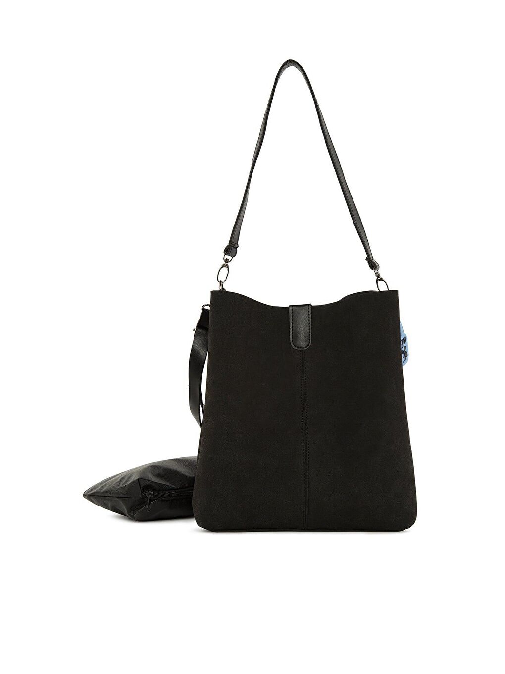 Siyah Biritli Mıknatıslı Nubuk Çanta