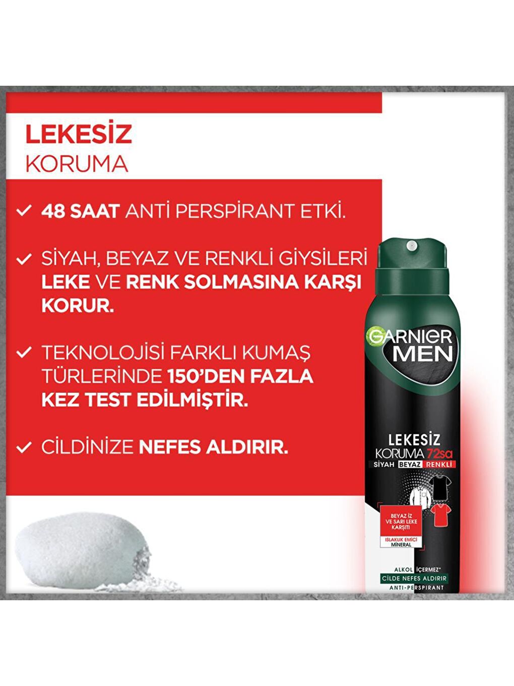 GARNIER Şeffaf Men Lekesiz Koruma Sprey Deodorant - 2