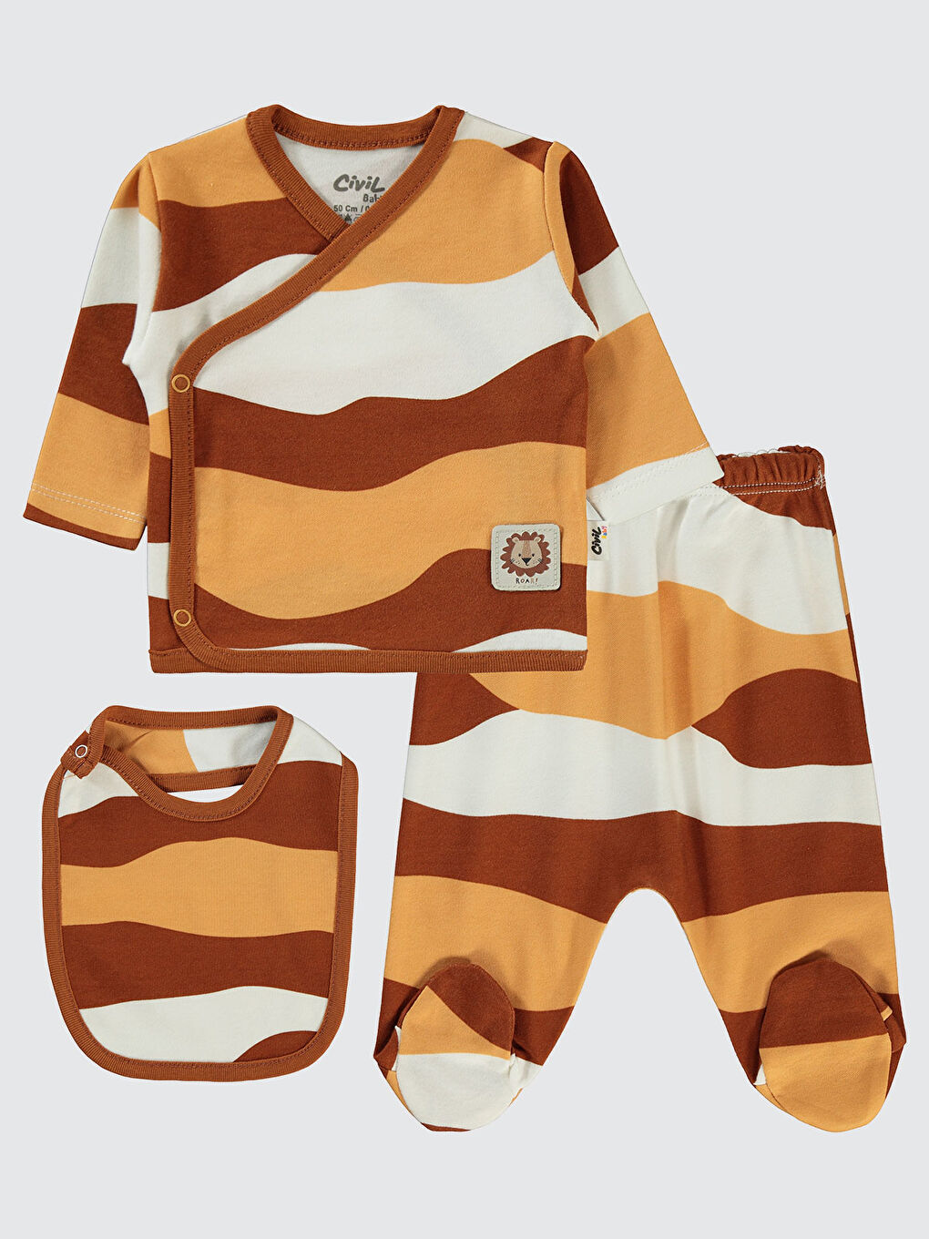 Turuncu Baby Erkek Bebek 3'lü Zıbın Takımları 0-1 Ay Bakır