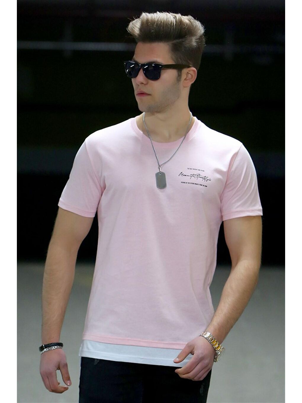 Madmext Pembe Pudra Erkek Tişört 4521