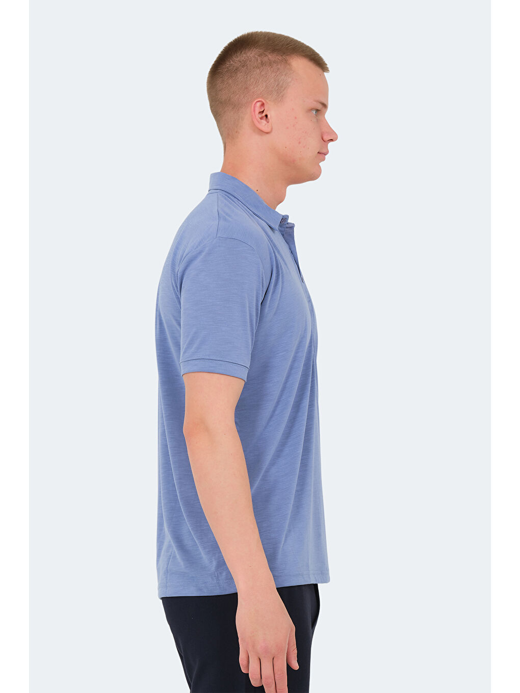 Mor Polo Yaka Kısa Kollu Erkek Tişört-3