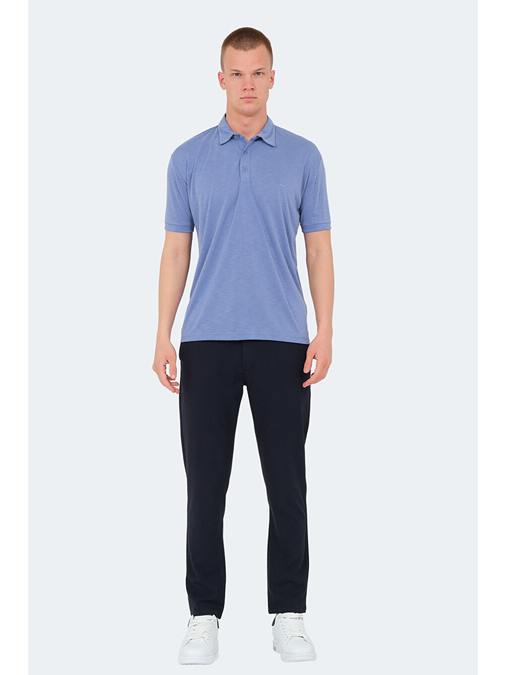 Mor Polo Yaka Kısa Kollu Erkek Tişört-6