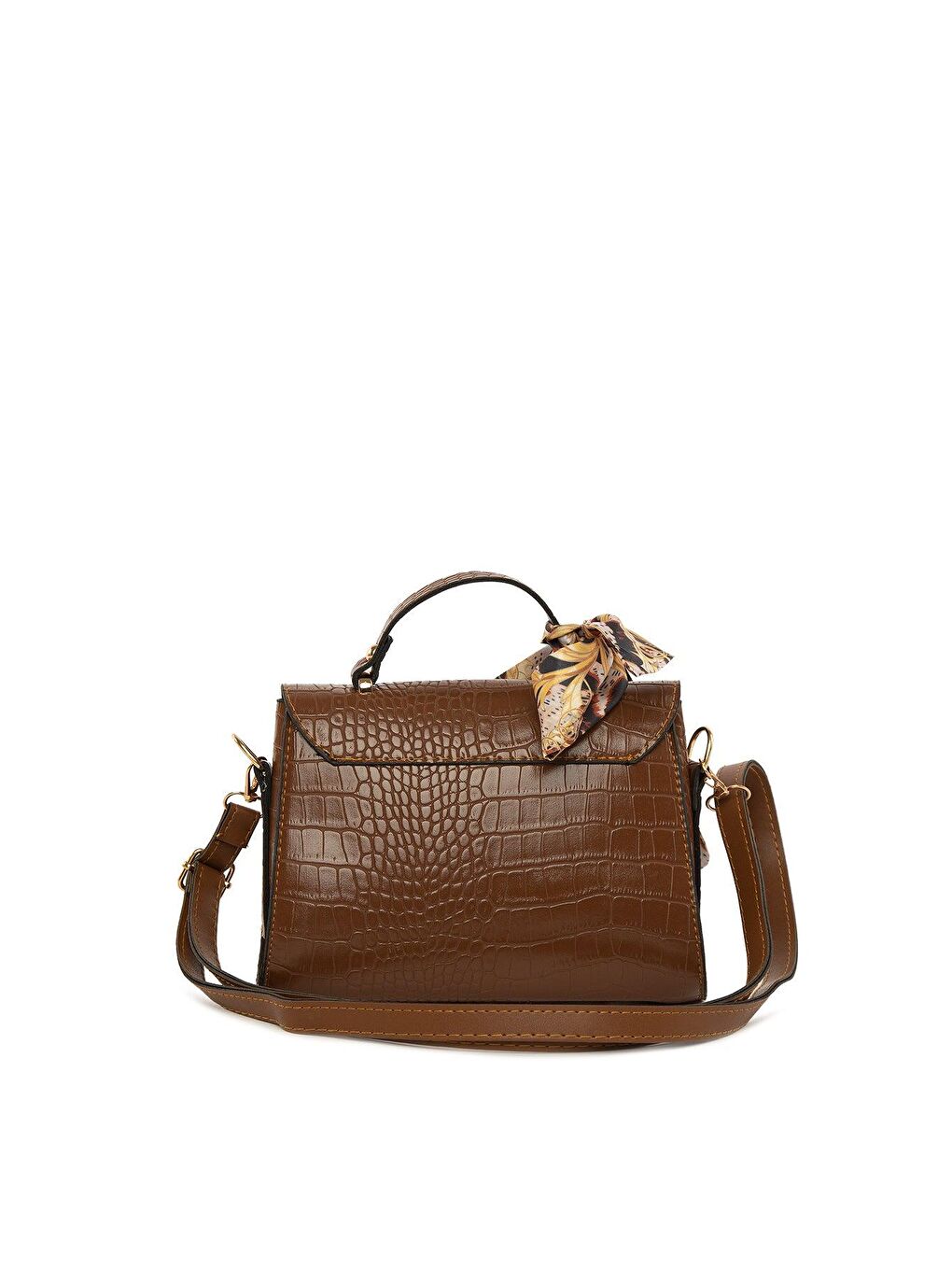 Kahverengi Kapaklı Şallı Askılı Çanta-3