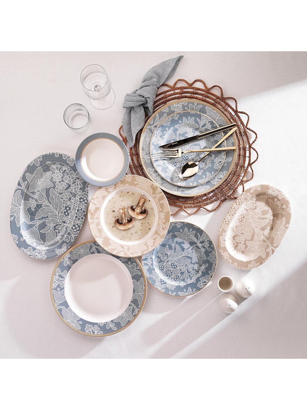 Volte Yemek Takımı 55 Parça-Mavi-5