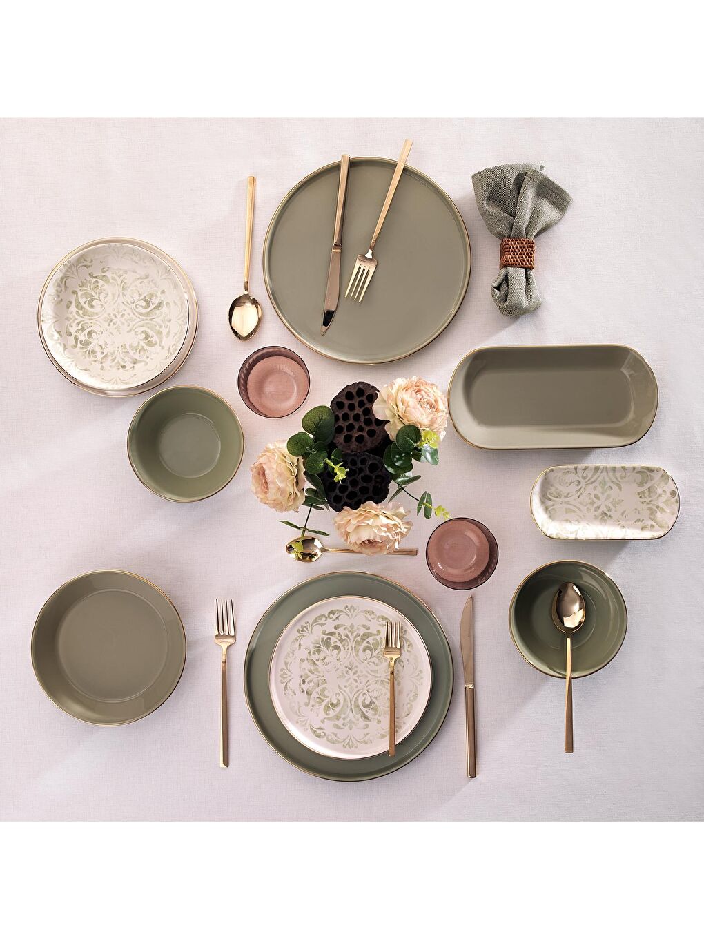 Martha Seramik Yemek Takımı Yeşil 38 Parça-6
