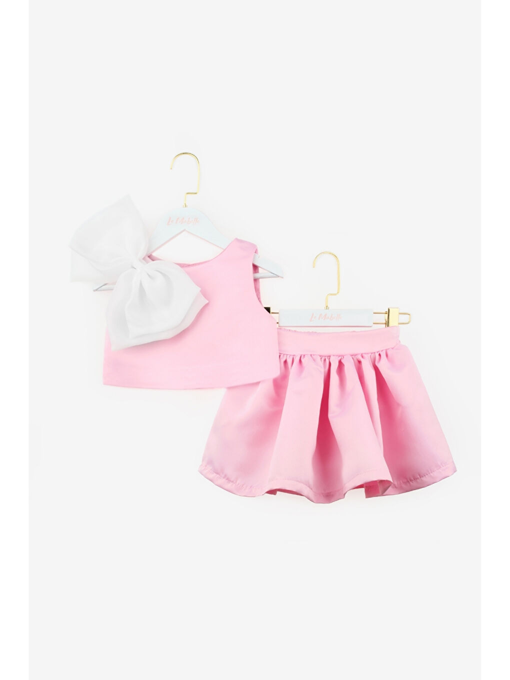 Fuşya Organze Fiyonklu Kız Çocuk İkili Takım - Gale-4