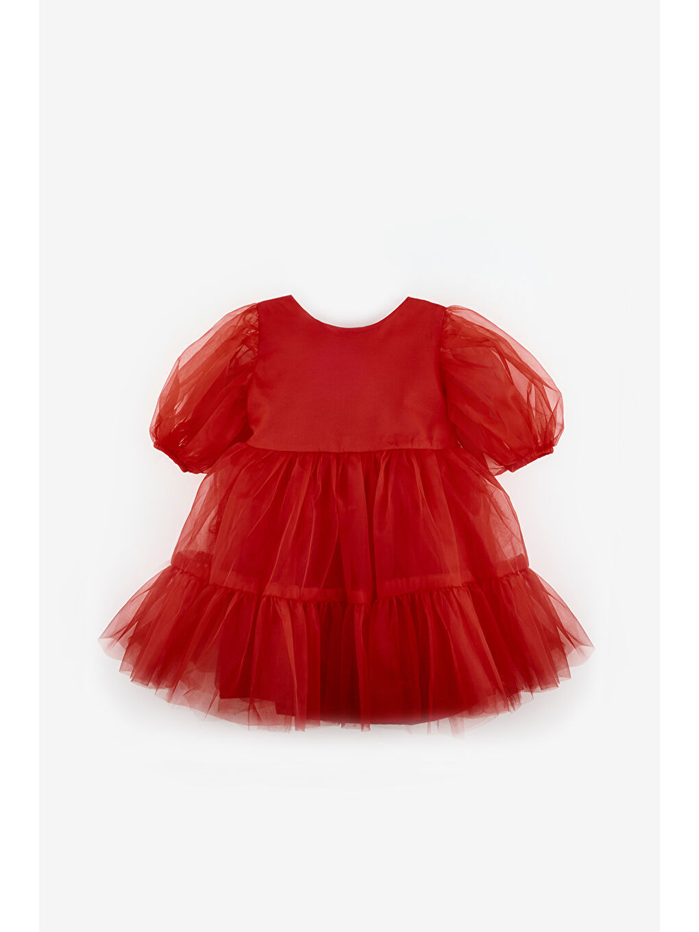 Pembe Eteği Fırfırlı Kemerli Kız Çocuk Tül Elbise - Casey-4