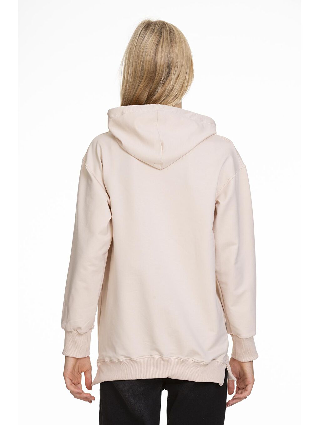 Ekru Kız Çocuk Kapüşonlu Yazı Baskılı Sweatshirt 9-14 Yaş Lx166-3