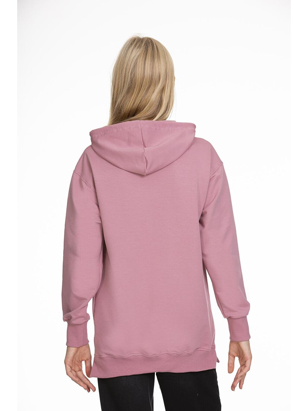 Pembe Kız Çocuk Kapüşonlu Yazı Baskılı Sweatshirt 9-14 Yaş Lx166-3