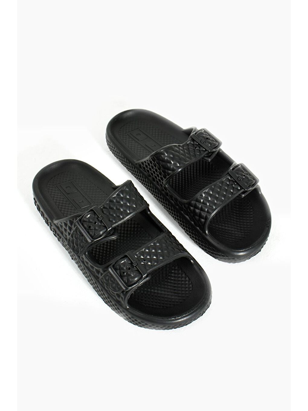 Siyah Ayarlanabilir Çift Tokalı EVA Comfort Taban Plaj Kadın Terlik (36-45 Numara ) DNZ30-2