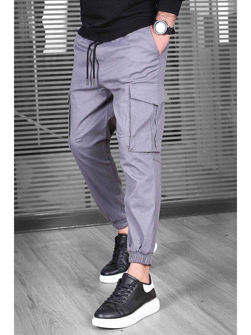 Antrasit Kargo Cep Jogger Pantolon 4836