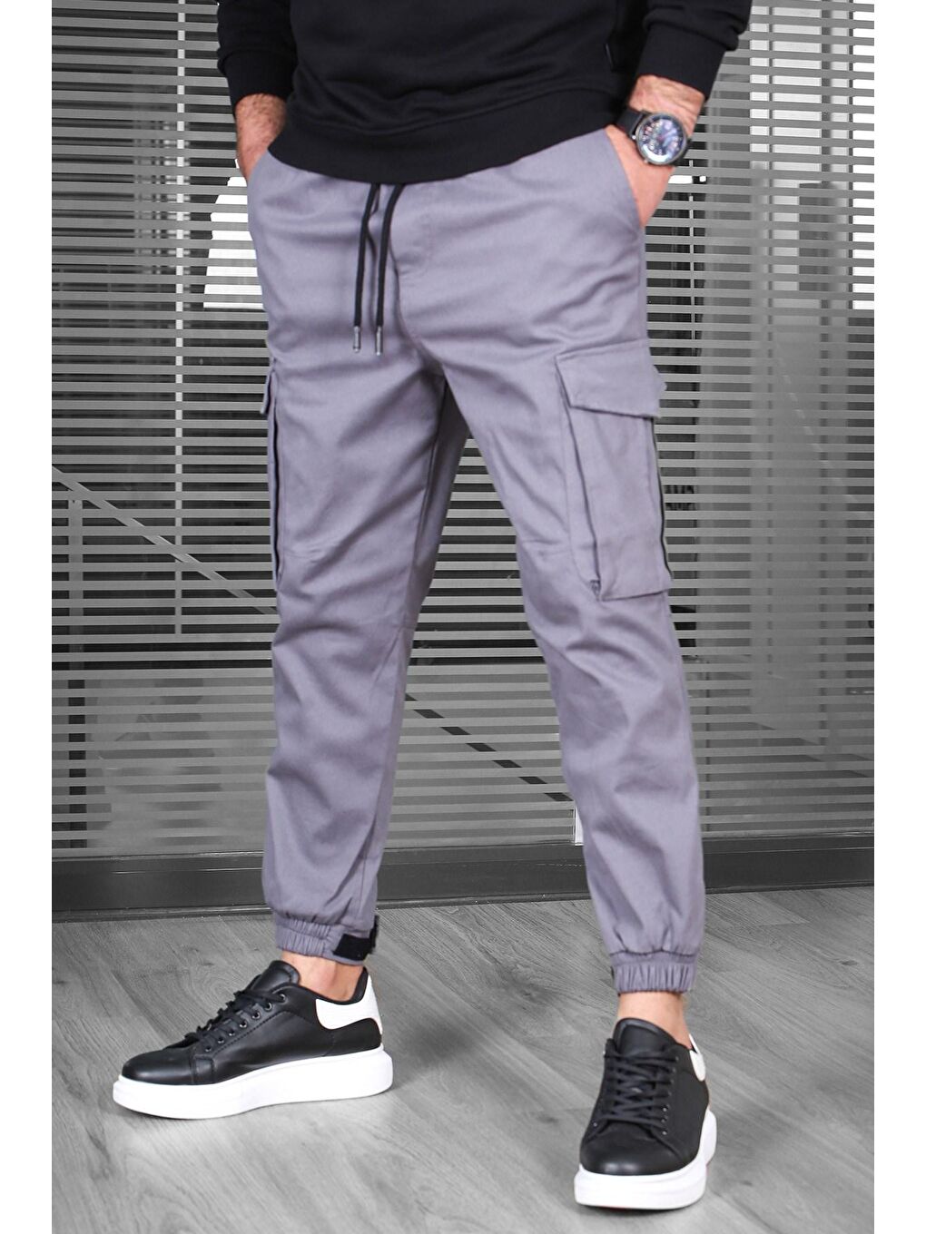 Antrasit Kargo Cep Jogger Pantolon 4836-1