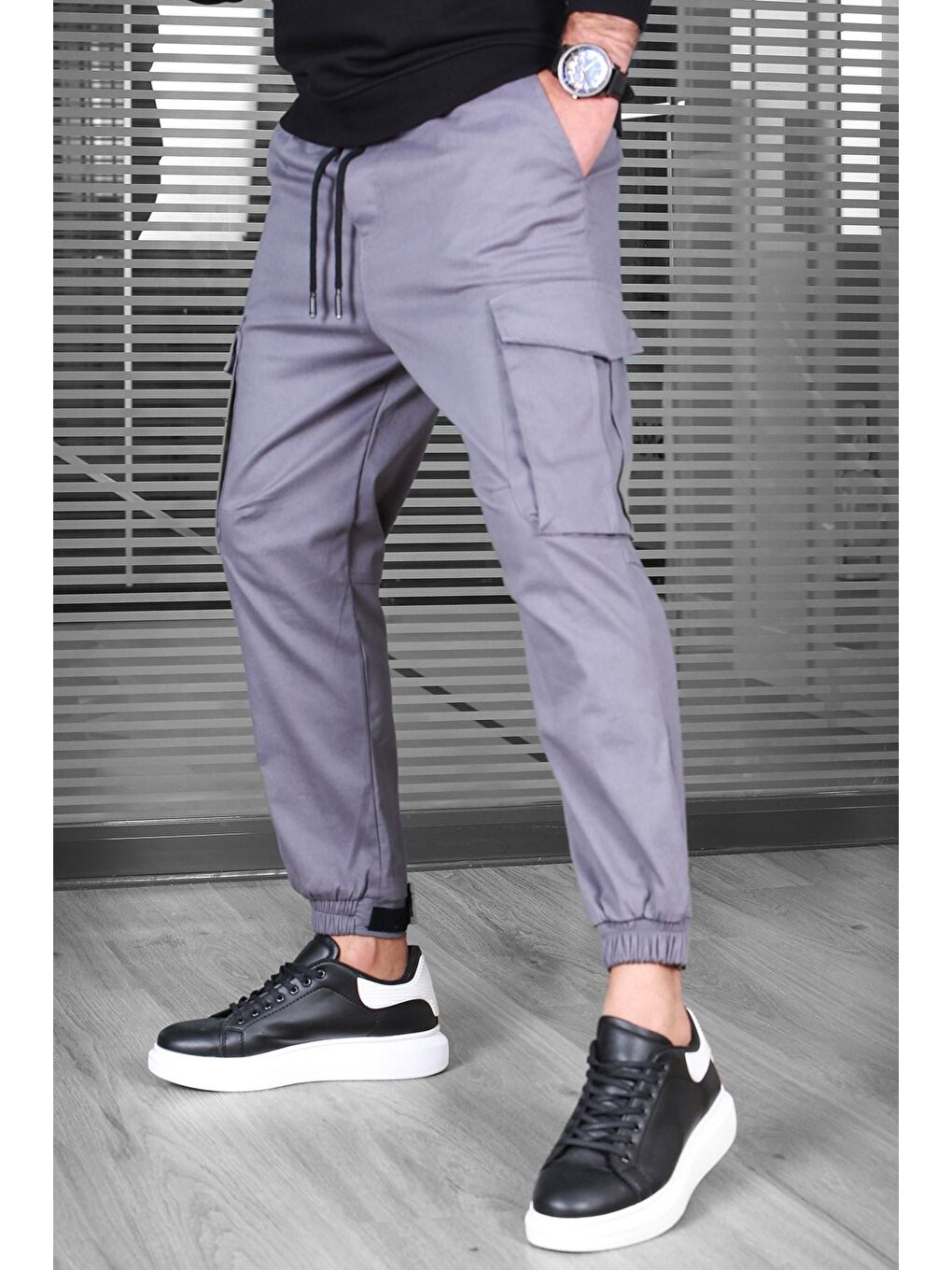 Antrasit Kargo Cep Jogger Pantolon 4836-2