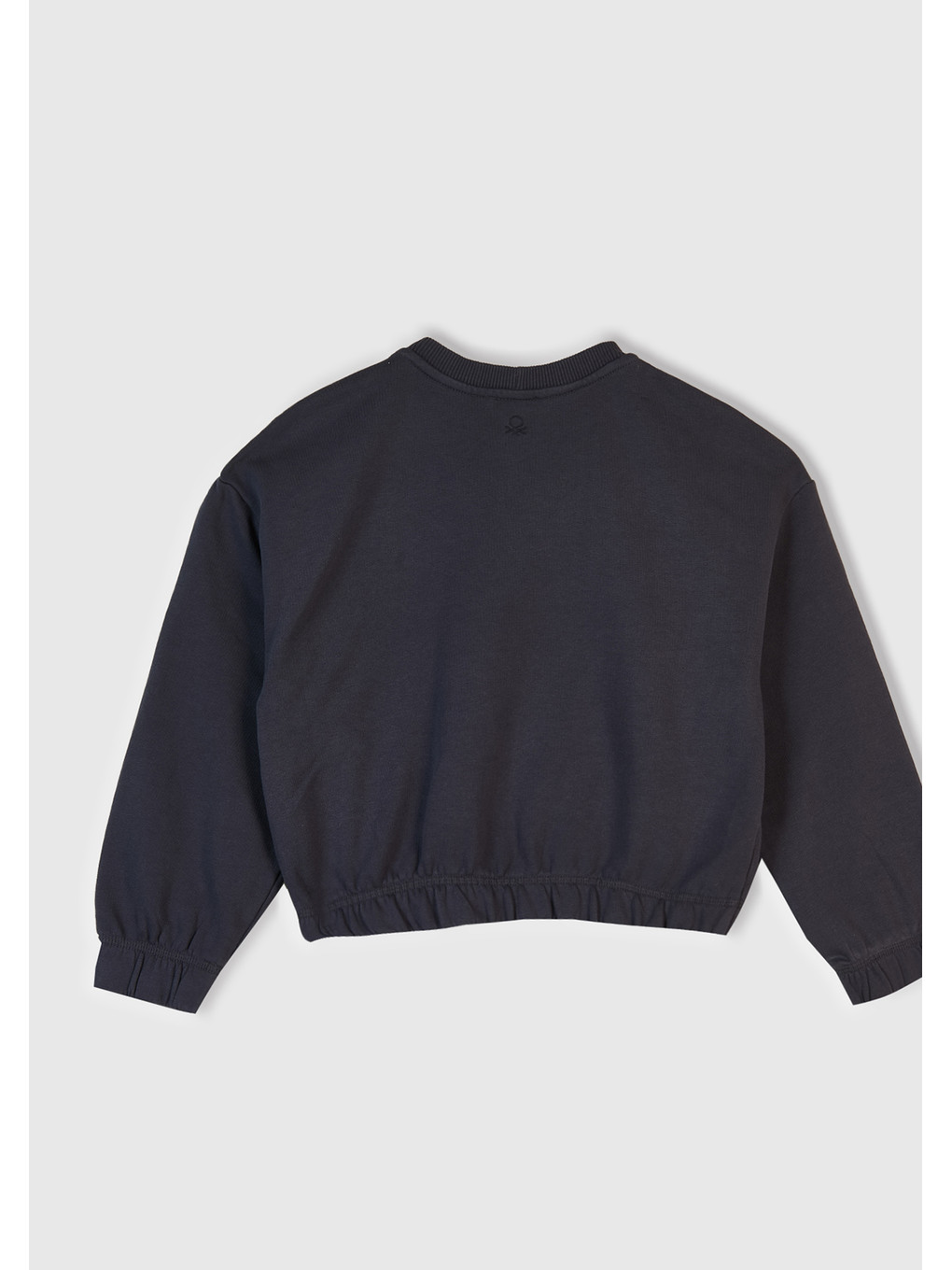 Kız Çocuk Koyu Gri İşlemeli Aplikeli Logo Detaylı Ribana Relaxed Fit Sweatshirt-2
