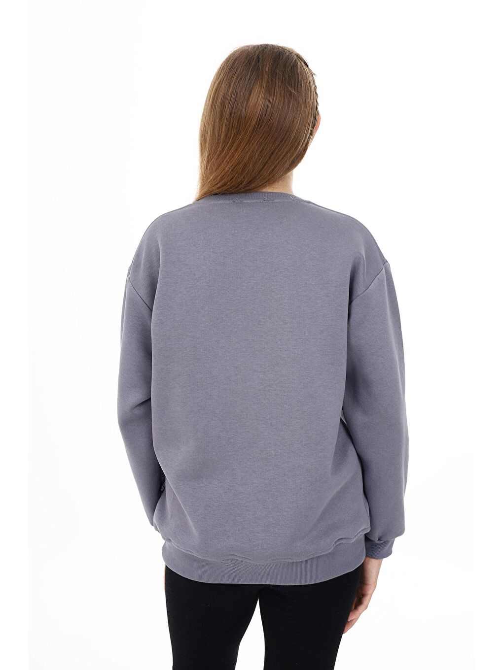 Gri Kız Çocuk Baskılı 3 İplik Sweatshirt 7-13 Yaş Lx287-3