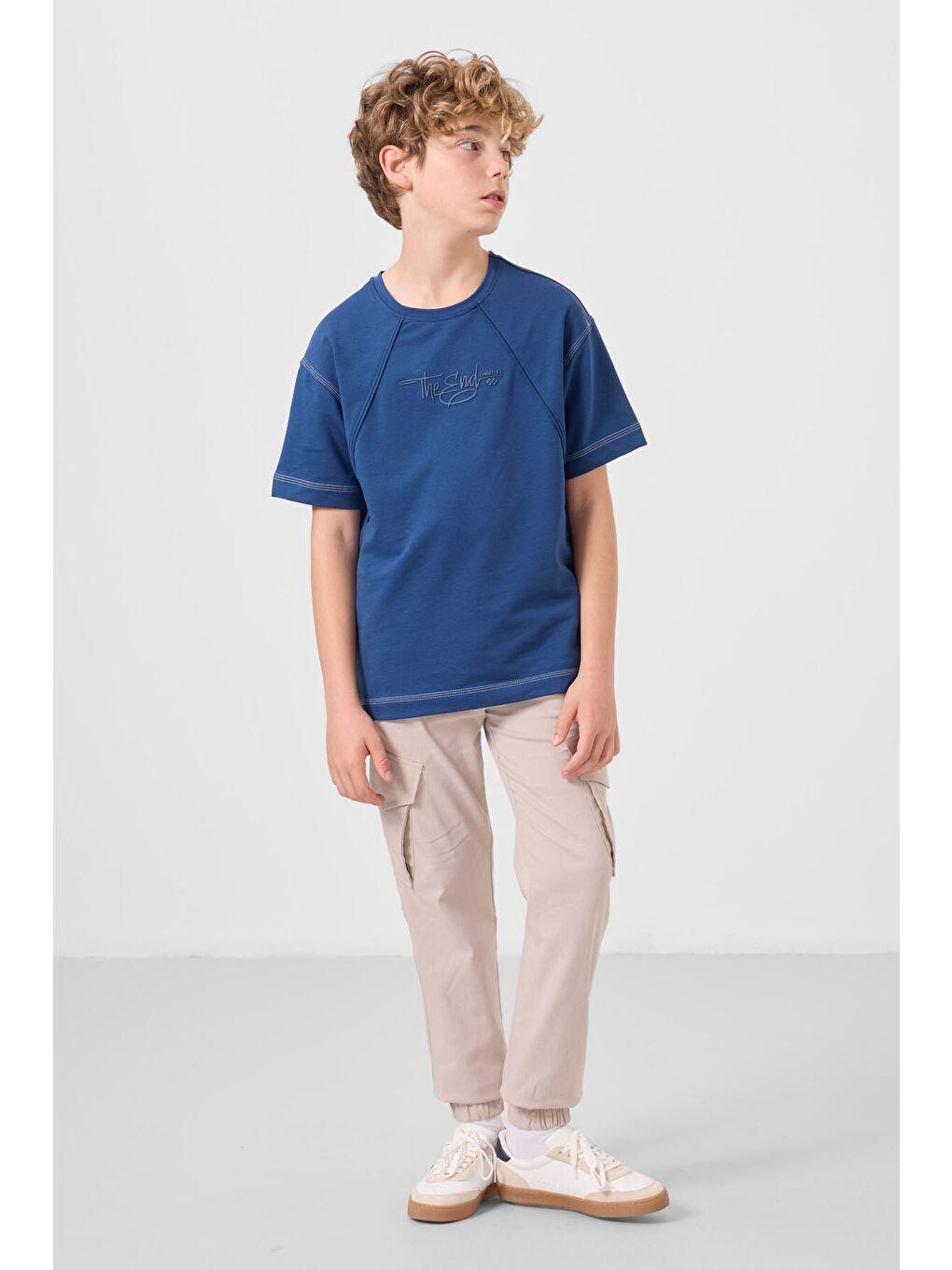 Bej Taş Standart Fit Dokuma Hafif Esnek Chino Erkek Çocuk Pantolon - 11271