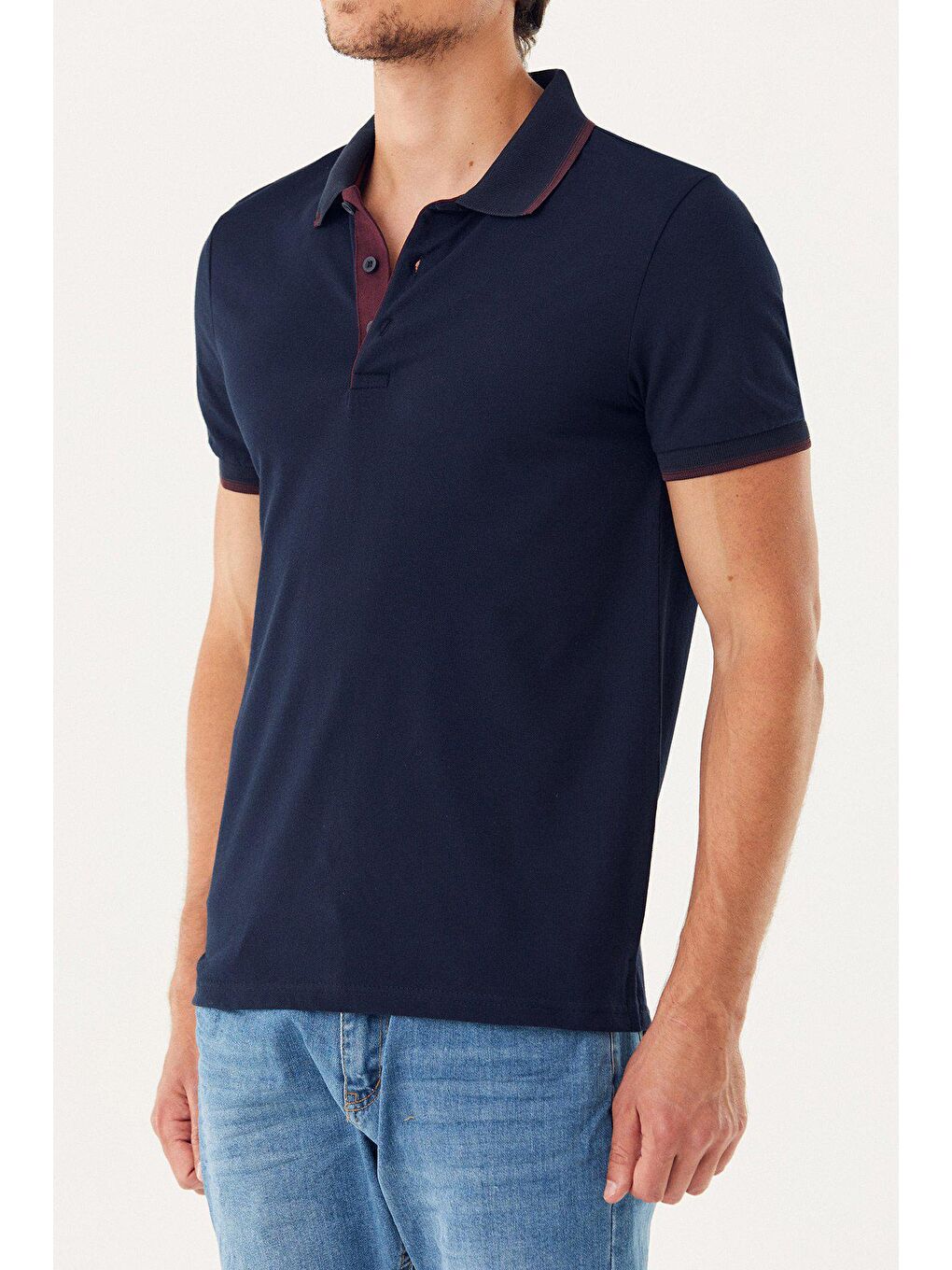 Lacivert Biyeli Polo Yaka Tişört-2