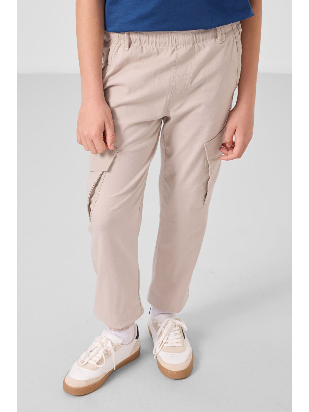 Bej Taş Standart Fit Dokuma Hafif Esnek Chino Erkek Çocuk Pantolon - 11271-1