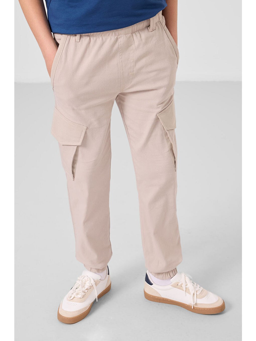 Bej Taş Standart Fit Dokuma Hafif Esnek Chino Erkek Çocuk Pantolon - 11271-2