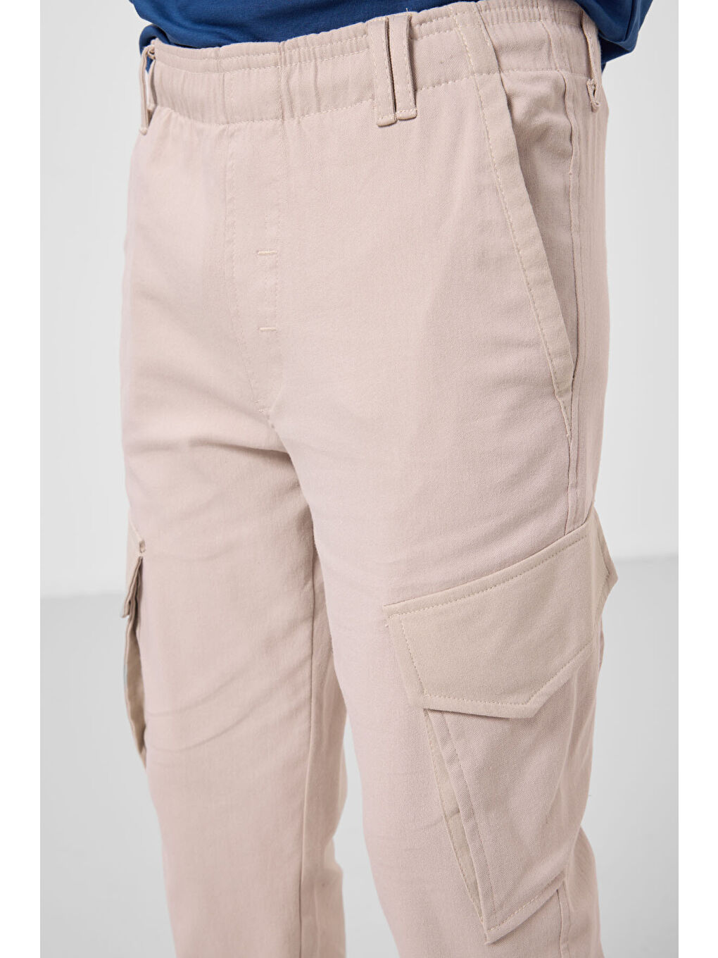Bej Taş Standart Fit Dokuma Hafif Esnek Chino Erkek Çocuk Pantolon - 11271-3