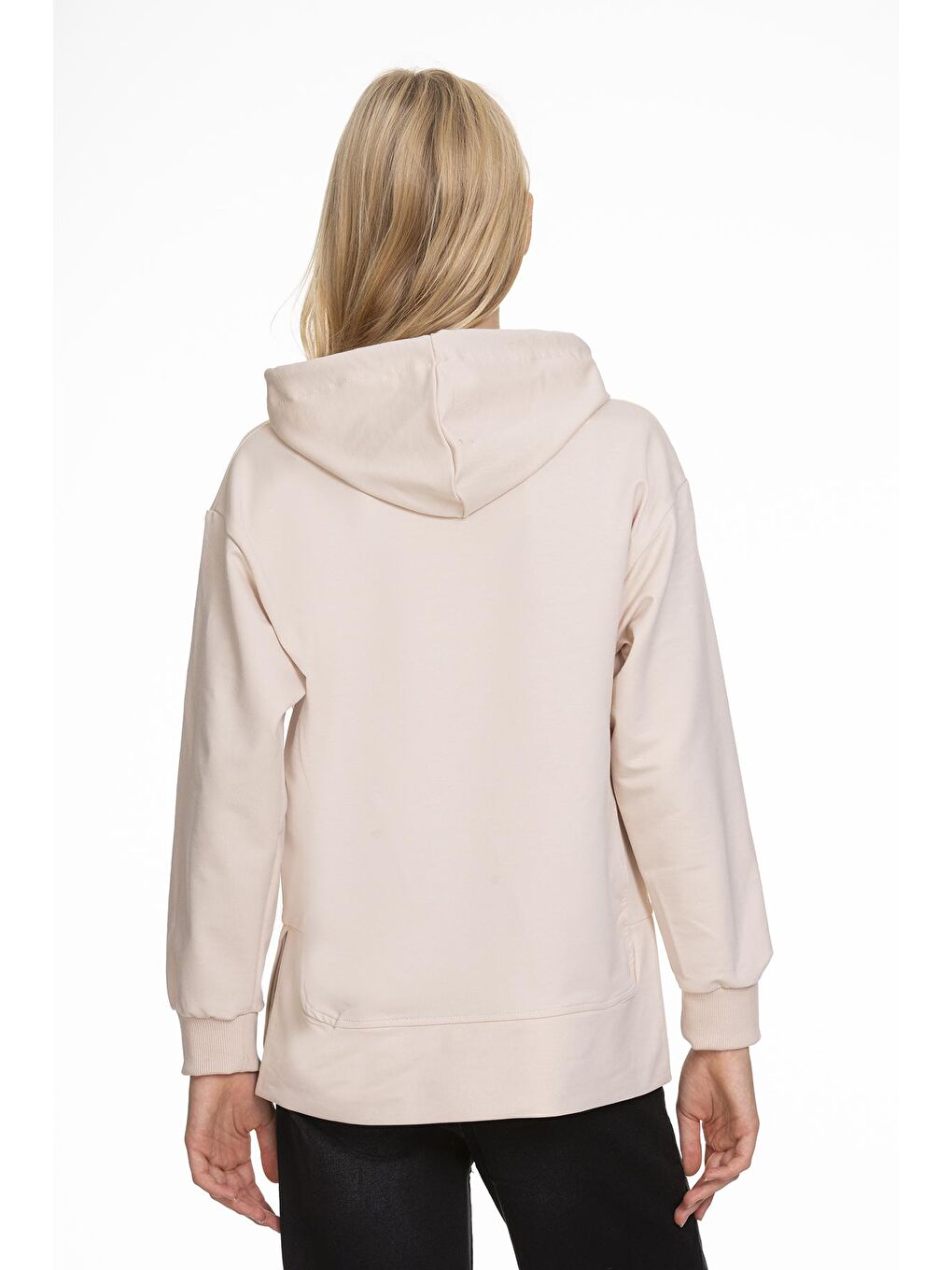 Ekru Kız Çocuk Kalp Baskılı Hoodie 9-14 Yaş Lx161-4